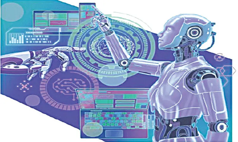 Humans working to control and regulate the risks of artificial intelligence through ethical and technological measures