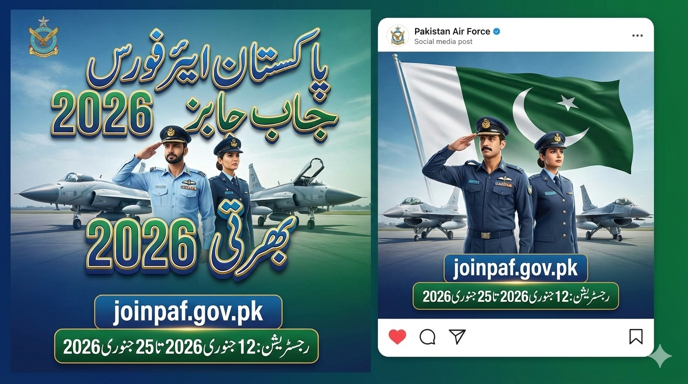 PAF Jobs 2026 online registration for Airmen in various technical and non-technical trades